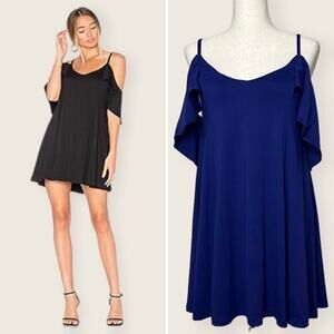 NWT | Susana Monaco | Ruffle Arm Tank Mini Dress | Blue | Small